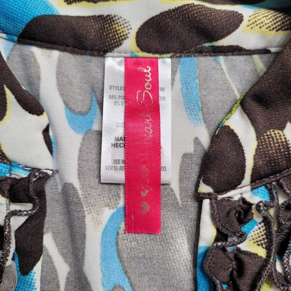 HEART SOUL Women's V Neck Print Short Sleeve Top Size Small - Picture 3 of 6